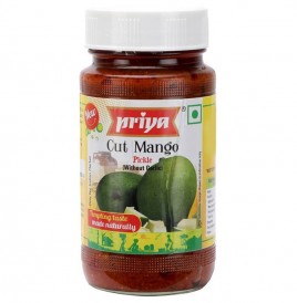 Priya Cut Mango Pickle (Without Garlic)  Glass Bottle  300 grams